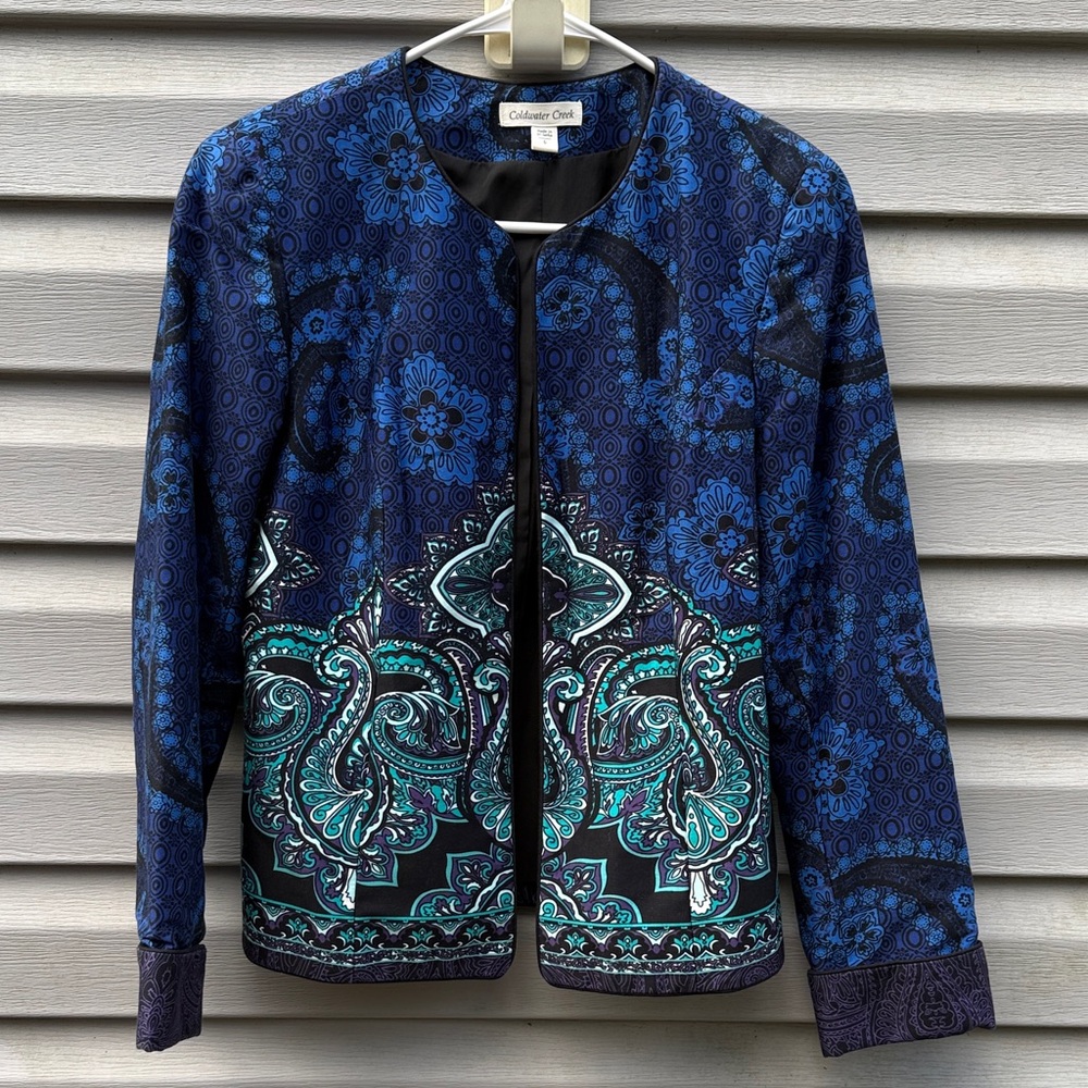Coldwater Creek | Paisley Multicolor Open Front Jacket size 6
